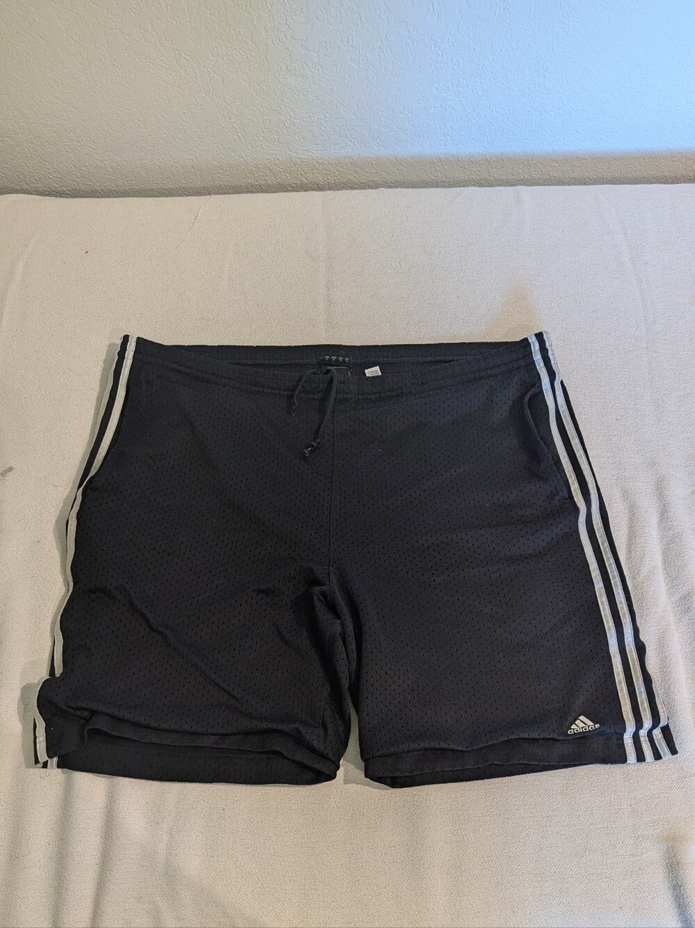 Vintage adidas Black Athletic Mesh Shorts with White Side Stripes